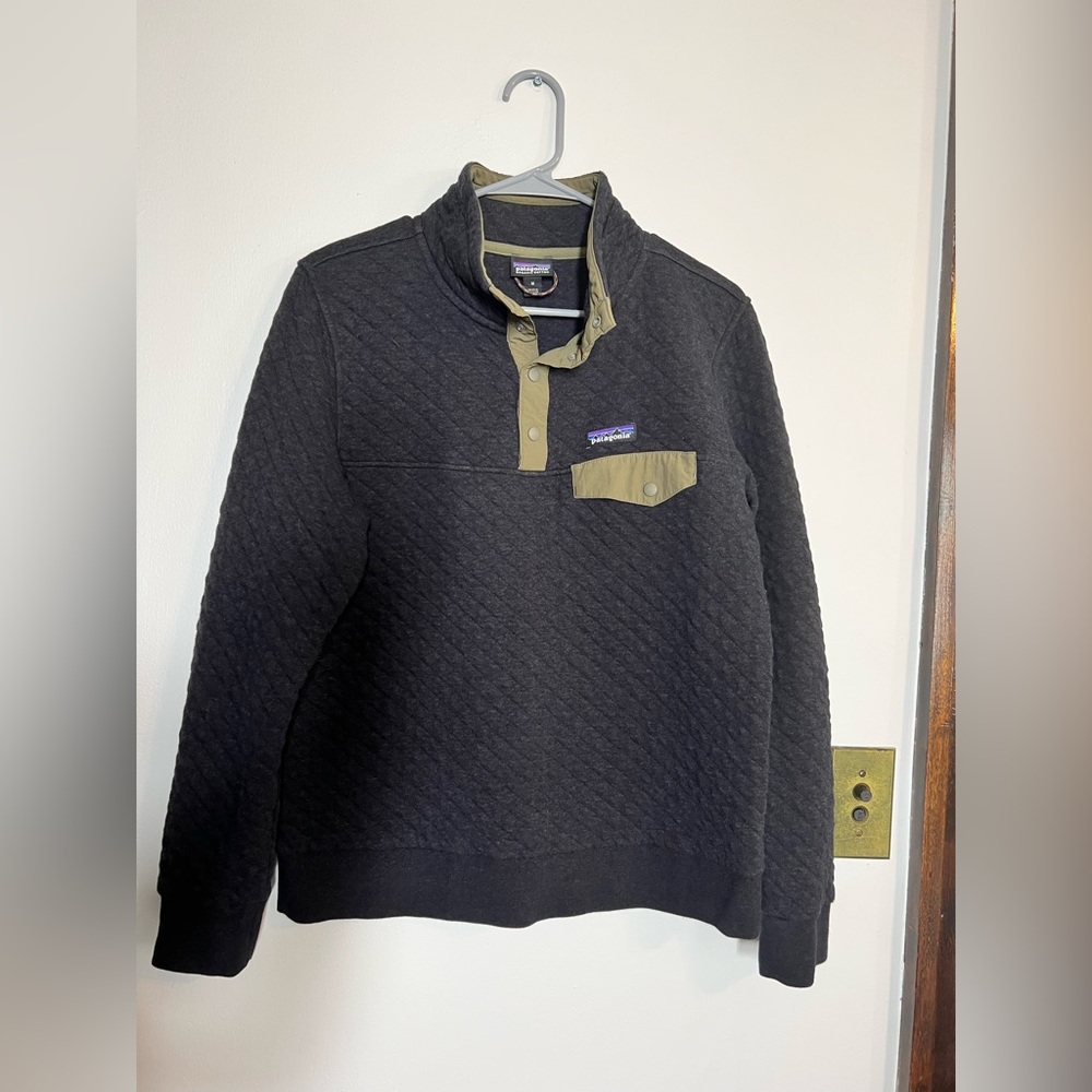 Patagonia Cotton Quilt Black Snap T Pullover Size Medium